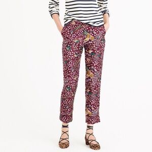 J. Crew Collection x Drake’s Burgundy Cropped Silk Pants Pheasant Print